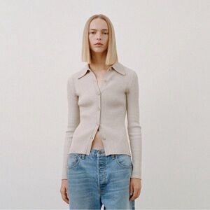 Madhappy Button-Up Knit Cardigan Oatmeal